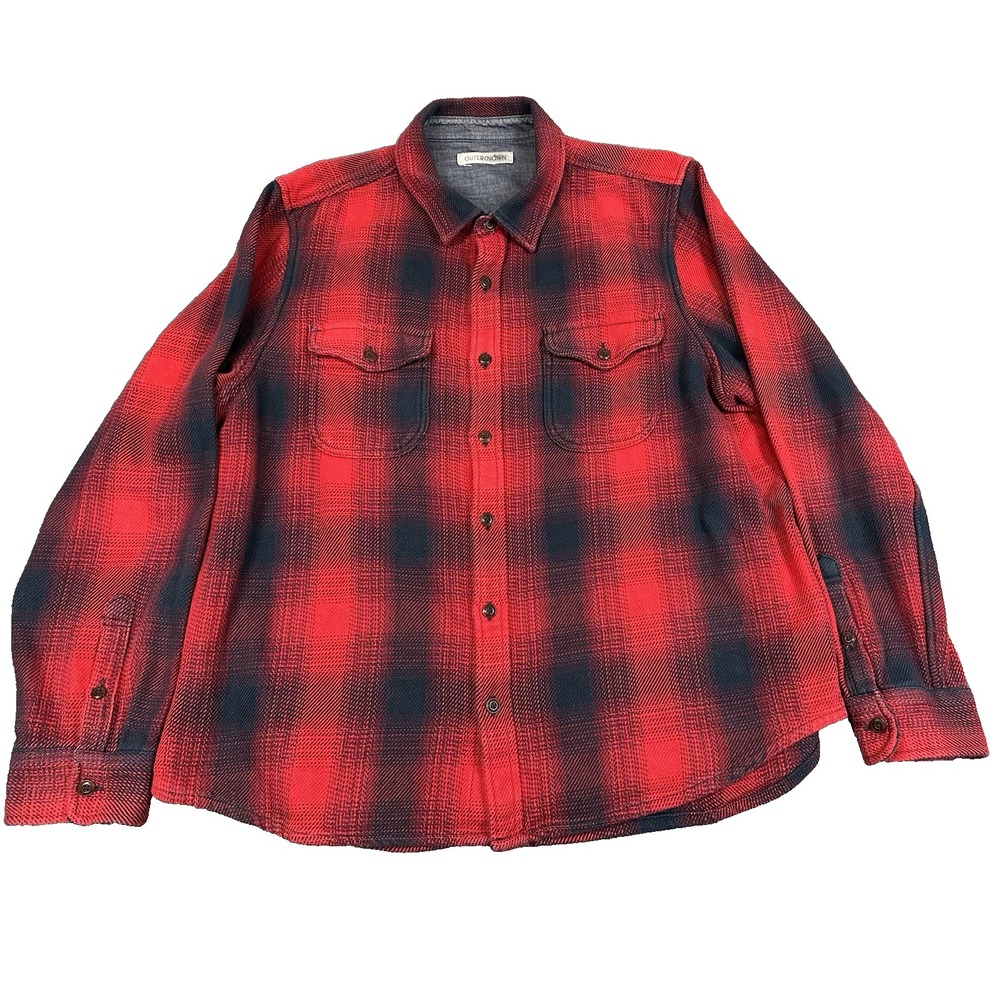 Outerknown Blanket Shirt Mens Size 2XL Plaid 100% Cotton Twill Flannel Shacket